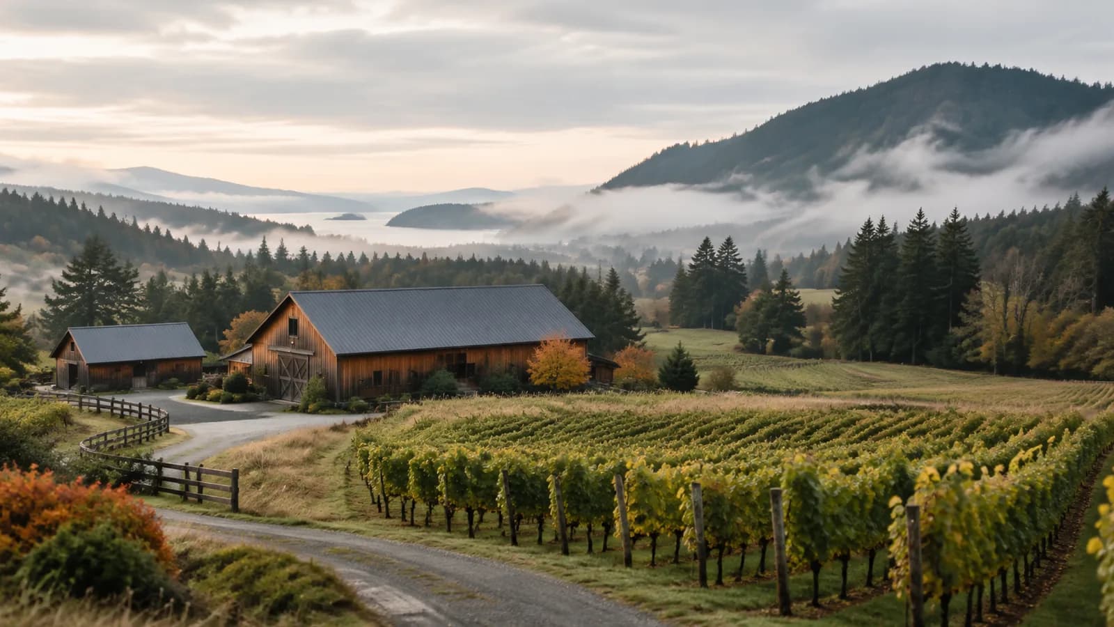 Cowichan Valley farmland with forested hills